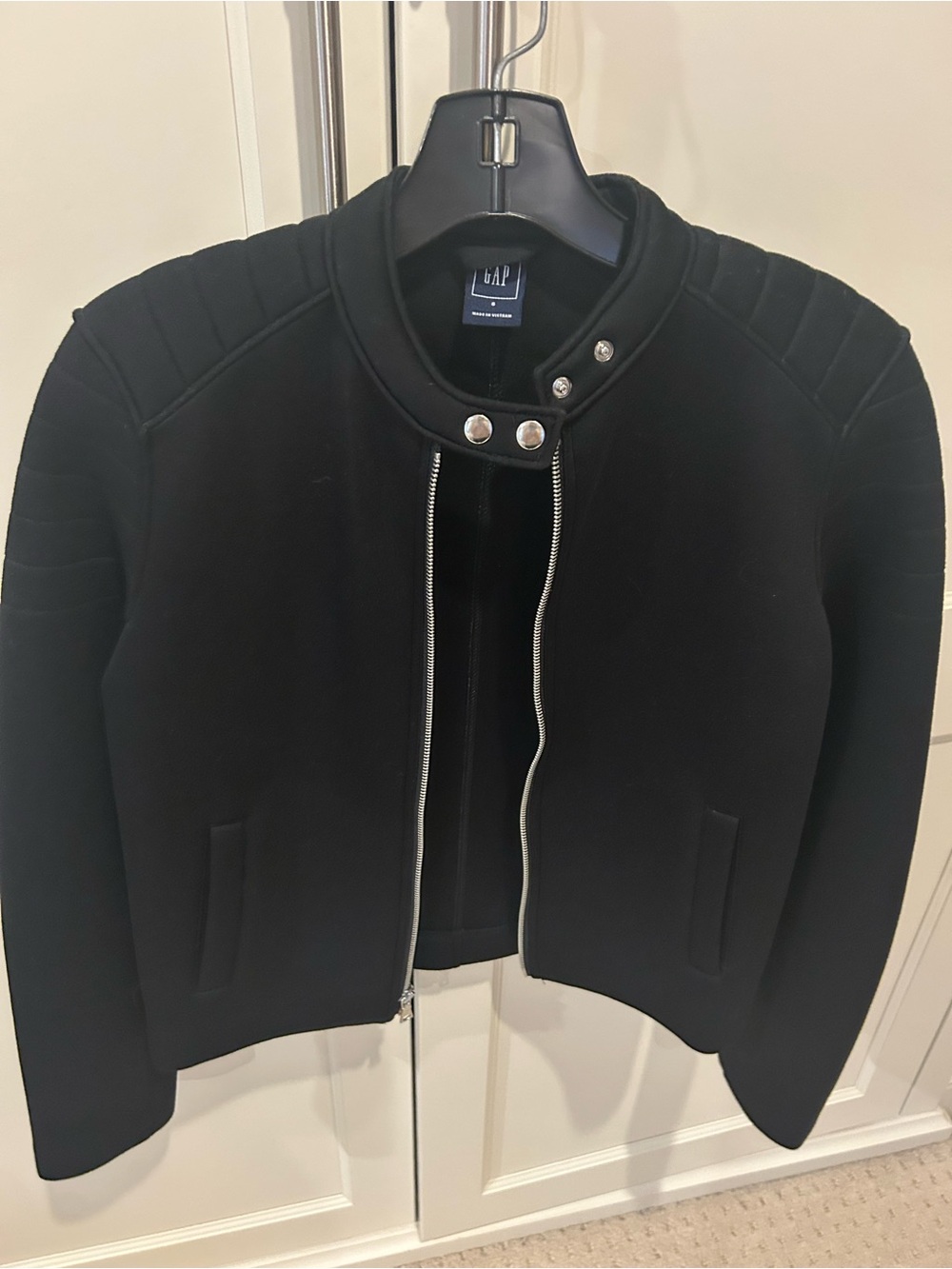 Gap Black Moto Jacket with Snap Collar